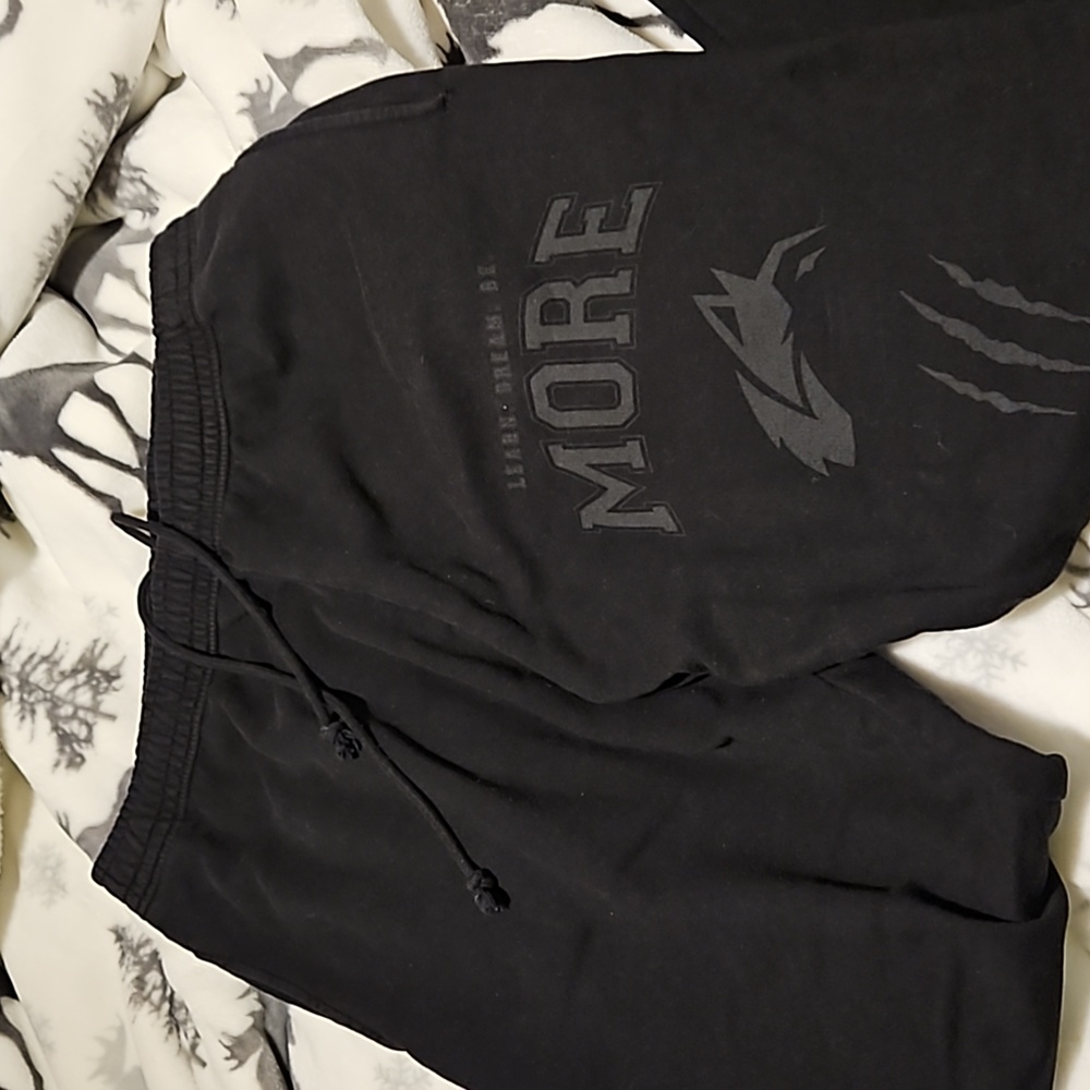 ALPHALETE Black Sweatpants with leg design.